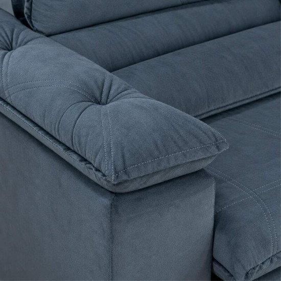 Sof� Retr�til Reclin�vel Dubai 2,90m Veludo Cinza 20