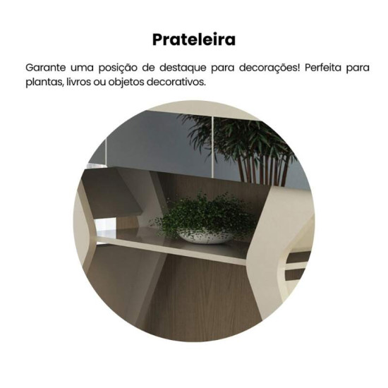 Aparador 1,20m Houston Off com Espelho - Artely