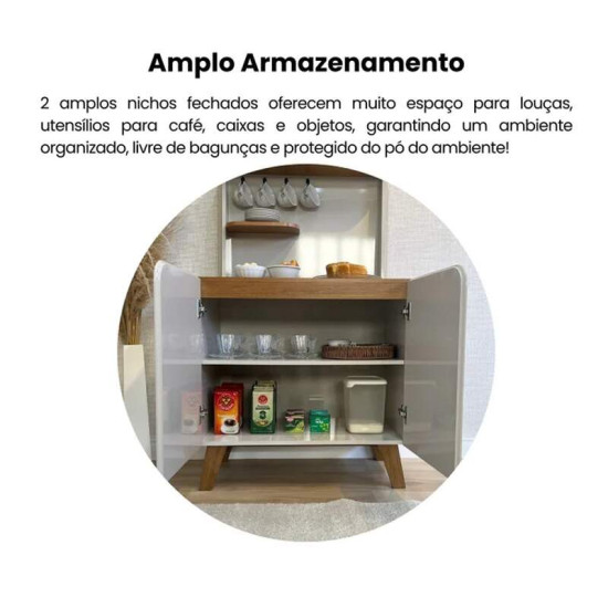 Cantinho do Caf� 0,80m Viena Off/Cinamomo 2 Portas - Artely