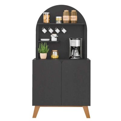 Cantinho do Caf� 0,80m Viena Preto 2 Portas - Artely