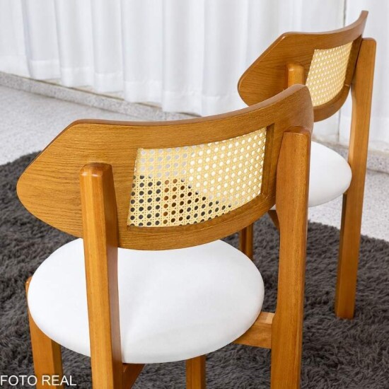 Mesa de Jantar Barcelona Oval 180x90 Cinamomo + 6 Cadeiras Munique Linho Bege Estrutura Madeira Minas Plac - Entregue Montada
