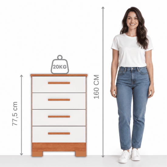 C�moda 0,53m Carol 38 Freij�/Off 4 Gavetas - Batrol