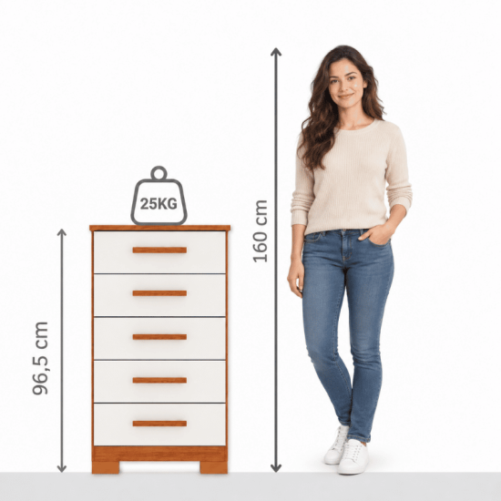 C�moda 0,53m Carol 38 Freij�/Off 5 Gavetas - Batrol