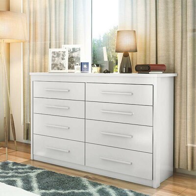 C�moda 1,35m Elegance 44 Branco 8 Gavetas - Batrol
