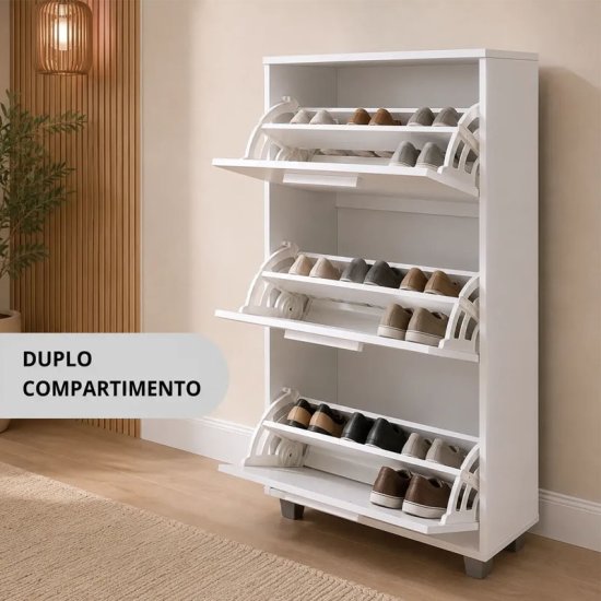 Sapateira 0,64m Advantage 44 Branco 3 Portas - Batrol
