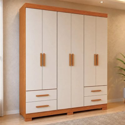 Guarda-roupa Solteiro 1,53m Carol 38 Freij�/Off 6 Portas 4 Gavetas - Batrol