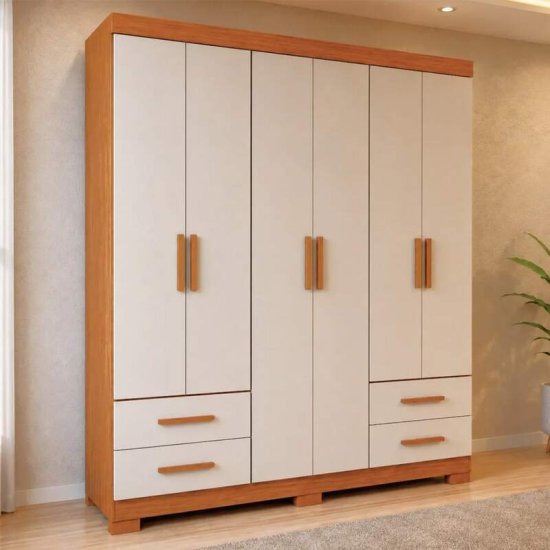 Guarda-roupa Solteiro 1,53m Carol 38 Freij�/Off 6 Portas 4 Gavetas - Batrol
