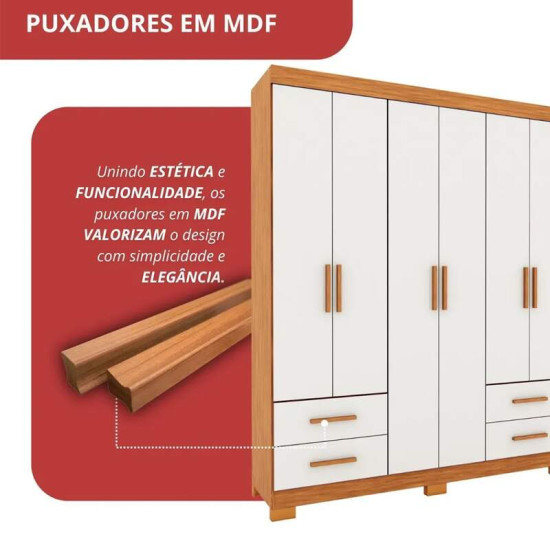 Guarda-roupa Solteiro 1,53m Carol 38 Freij�/Off 6 Portas 4 Gavetas - Batrol