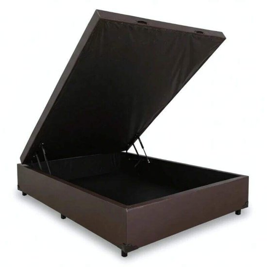 Base Box Ba� Casal Eli Korino Marrom Blindado 138x188x42 cm - Nature