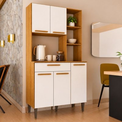 Arm�rio de Cozinha 0,89m Carol 38 Freij�/Off 5 Portas 1 Gaveta - Batrol