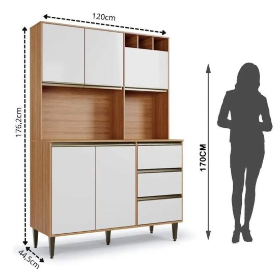 Arm�rio de Cozinha 1,20m Versatti 38 Freij�/Off 5 Portas 3 Gavetas - Batrol
