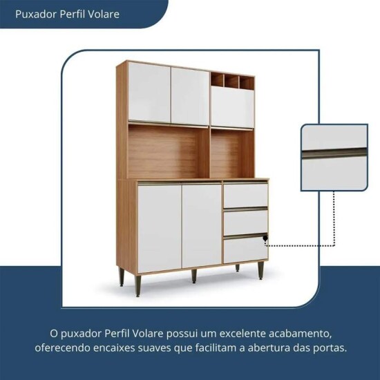 Arm�rio de Cozinha 1,20m Versatti 38 Freij�/Off 5 Portas 3 Gavetas - Batrol