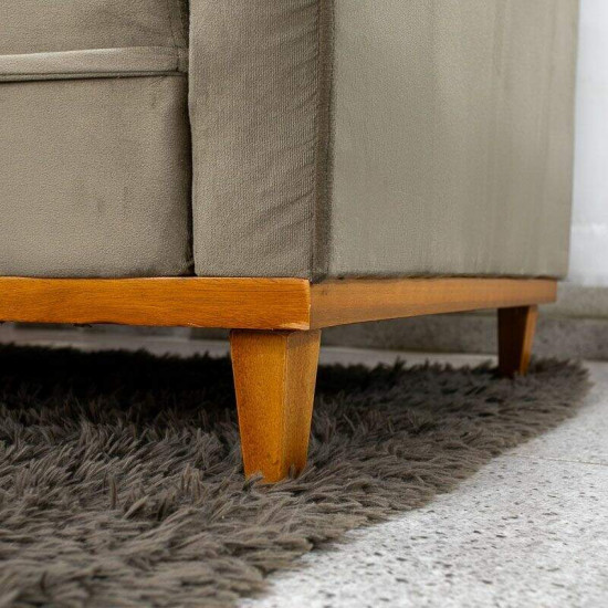 Sof� 3 Lugares Mil�o Chaise Lado Direito Veludo Cinza 813 Molas Ensacadas - 2,30m