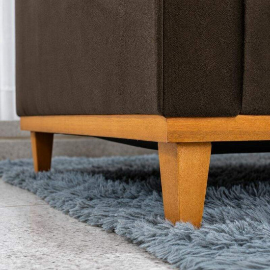 Sof� 3 Lugares Mil�o Chaise Lado Esquerdo Veludo Marrom 815 Molas Ensacadas - 2,30m