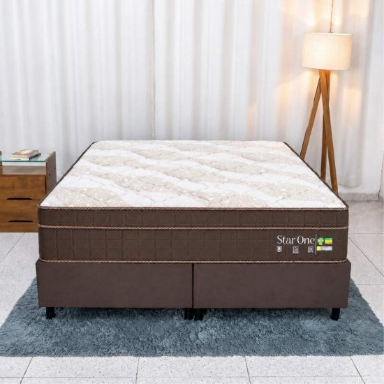 Colch�o Queen Ortop�dico Star One Anjos + Base Box Queen Sued Marrom Ortobel - 158x198x67