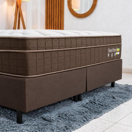 Colch�o Queen Ortop�dico Star One Anjos + Base Box Queen Sued Marrom Ortobel - 158x198x67