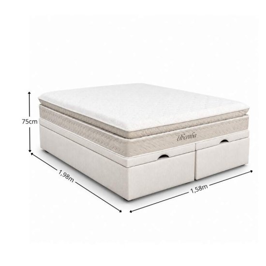 Colch�o Queen Espuma Viscoel�stica Uberaba ColchoMinas + Base Box Ba� Queen Confort Linh�o Palha Blindado Issacar - 158x198x75