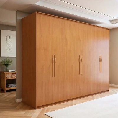 Guarda-roupa Casal 2,71m Suavit� Am�ndoa Clean 6 Portas 6 gavetas + C�moda 0,89m Suavit� Am�ndoa Clean 4 Gavetas - Lopas