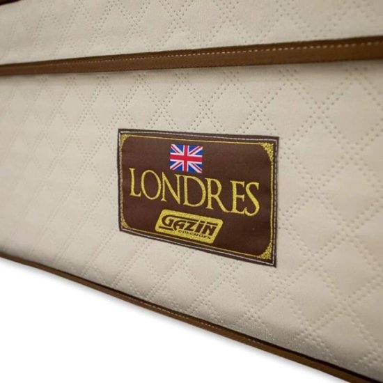 Cama Casal Esmeralda Plus Castanho/Off D Doro + Colch�o Casal Molas Ensacadas Londres Gazin 138x188x32 cm | Suporta at� 240kg