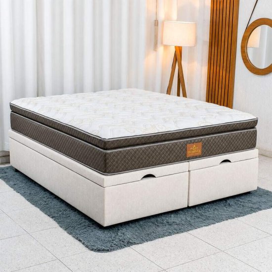 Colch�o Queen Dominus Gold Plus Paropas + Base Box Ba� Queen Confort Linh�o Palha Blindado Issacar - 158x198x77