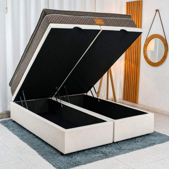 Colch�o Queen Dominus Gold Plus Paropas + Base Box Ba� Queen Confort Linh�o Palha Blindado Issacar - 158x198x77