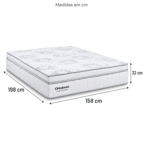 Colch�o Queen Molas Ensacadas New Freedom Ortobom 158x198x32 cm | Suporta at� 300kg