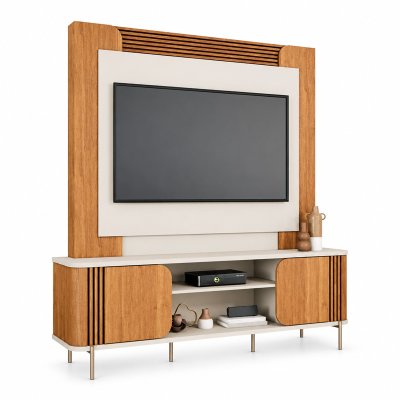 Home 1,80m Chicago Off/Cinamomo Para TV's at� 60