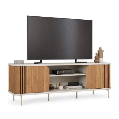 Rack Bancada 1,80m Chicago Off/Cinamomo Para TV's at� 60