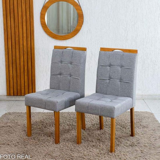 Mesa de Jantar Moscou 120x80 Vidro Off Base Cinamomo Minas Plac + 4 Cadeiras Sophia Linho Cinza 206 Estrutura Madeira WM Decor - Entregue Montada