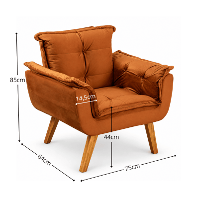 Poltrona Marlete Veludo Terracota