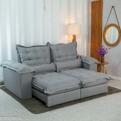 Sof� Retr�til Reclin�vel Maldivas 2,10m Linho Cinza A59