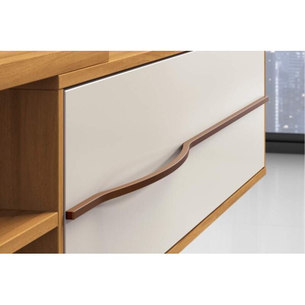 Painel NT 1115 Larg. 1.80m Off White/Freij C/ Led para TV at 60\\\" - Notvel