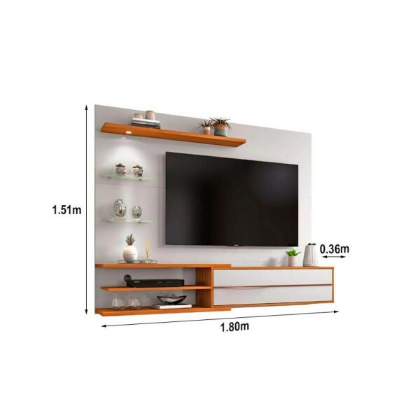 Painel NT 1115 Larg. 1.80m Off White/Freij C/ Led para TV at 60\\\" - Notvel