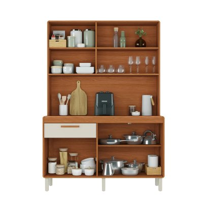 Kit Cozinha 1,40m Dunas Cinamomo/Off 20/21 5 Portas 1 Gaveta - Itatiaia