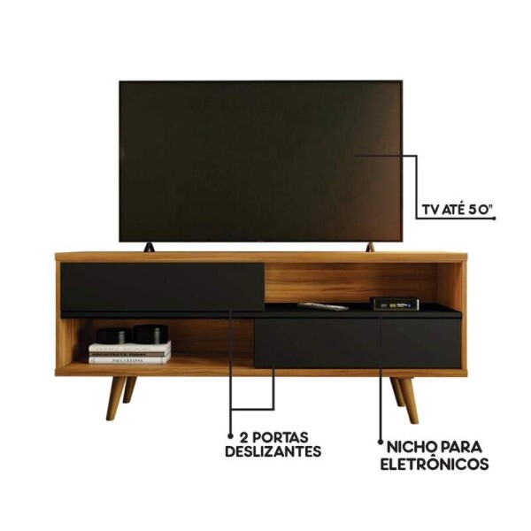 Rack Bancada NT 1180 Freij/Preto TV at 50 Polegadas Larg.1.35m - Notvel