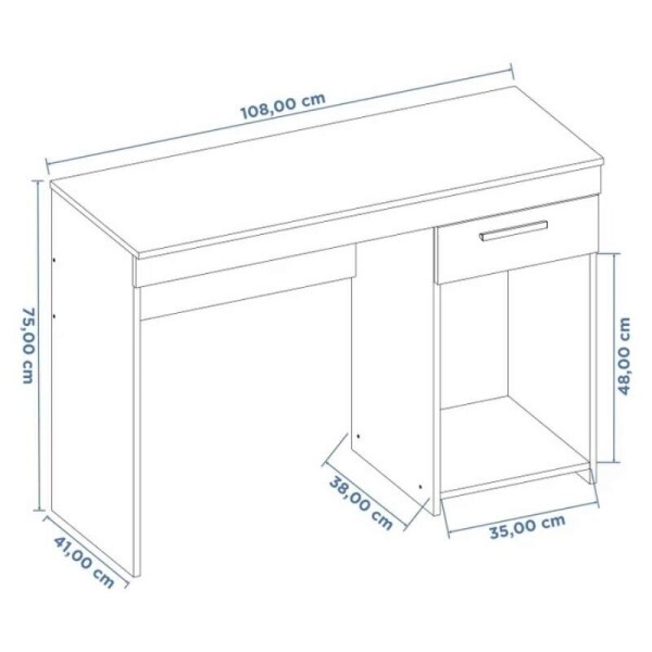 Mesa Office NT 2070 Preto 1 Gaveta Larg. 1.08m - Notvel