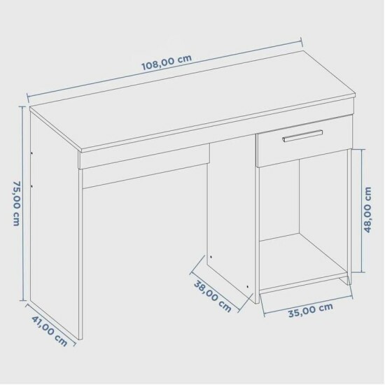 Mesa Office NT 2070 Larg. 1.08m Branco 1 Gaveta Not�vel