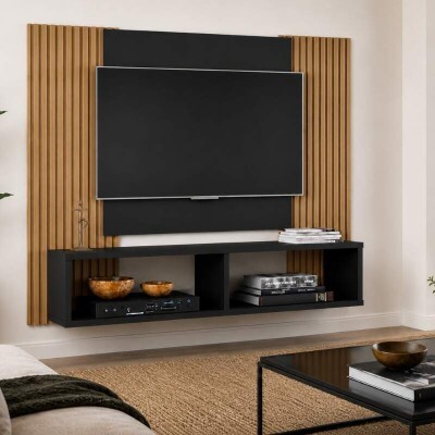 Painel Navi 1.20m Preto Ripado TV at� 47 Polegadas - Bechara