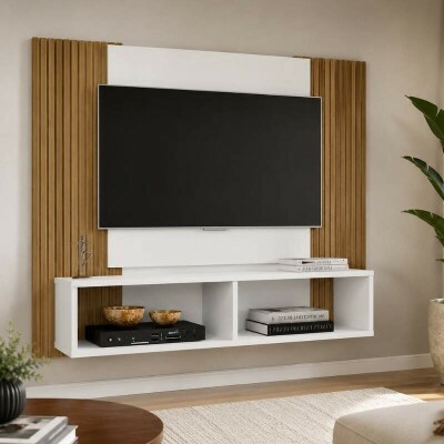 Painel Navi 1.20m Branco Ripado TV at� 47 Polegadas - Bechara