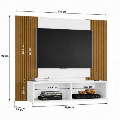 Painel Navi 1.20m Branco Ripado TV at� 47 Polegadas - Bechara
