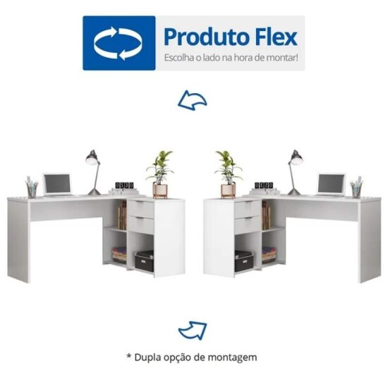 Mesa Office NT 2060 Larg. 2.00m Branco 2 Gavetas Notável