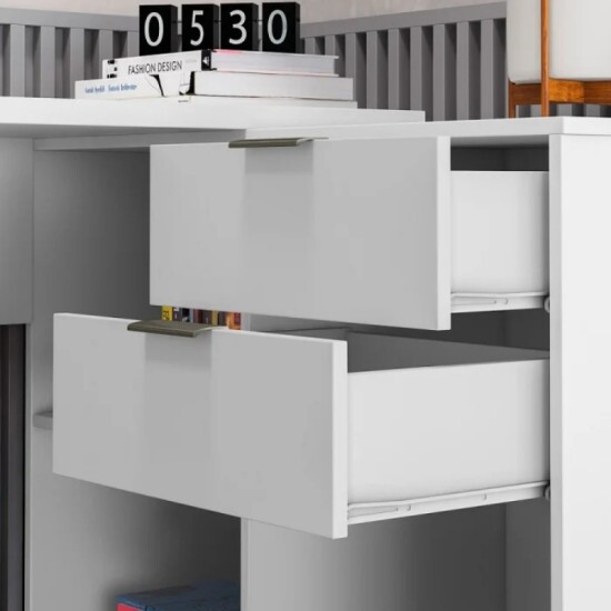 Mesa Office NT 2060 Larg. 2.00m Branco 2 Gavetas Not�vel