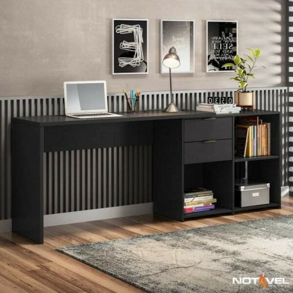 Mesa Office NT 2060 Preto 2 Gavetas Larg. 2.00m - Notvel