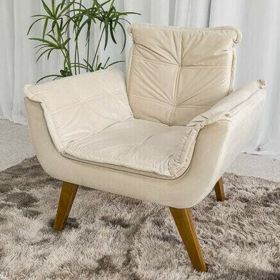 Poltrona P�rola Veludo Bege