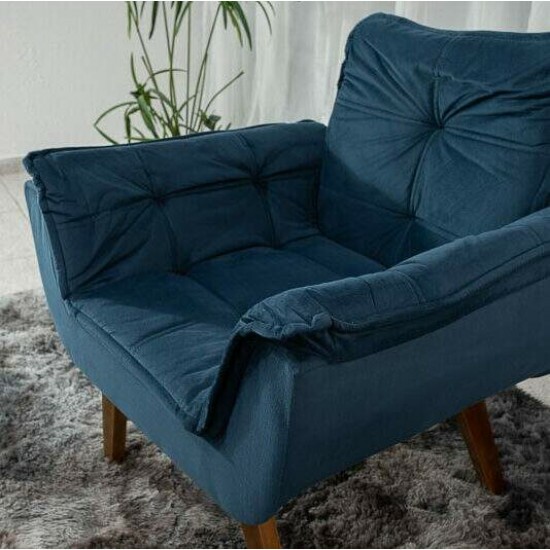 Poltrona P�rola Veludo Azul