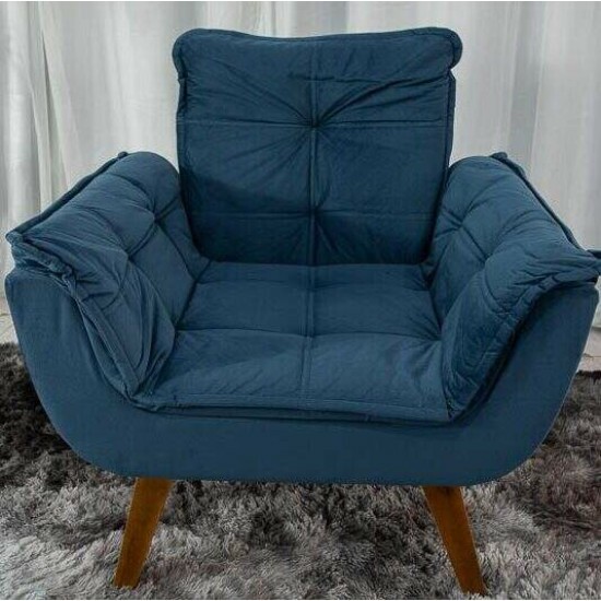 Poltrona P�rola Veludo Azul
