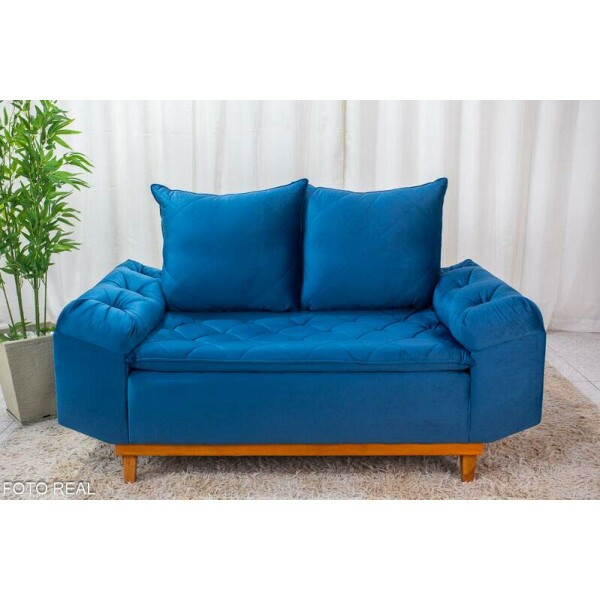 Sof 2 lugares Blgica Veludo Azul Claro Larg. 1.60m