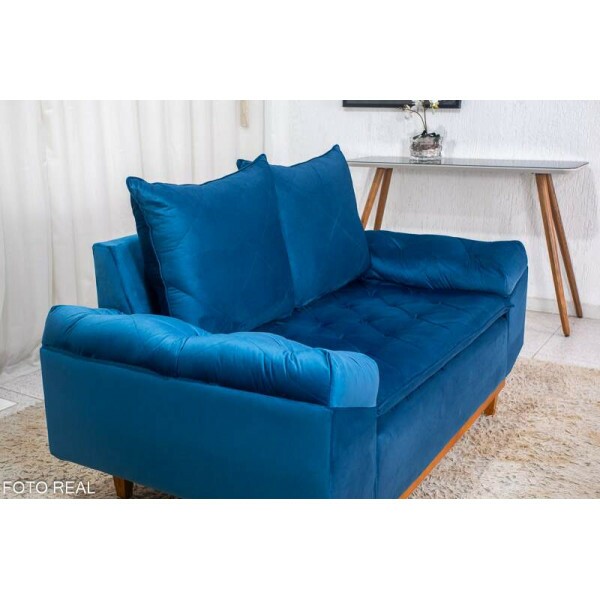 Sof 2 lugares Blgica Veludo Azul Claro Larg. 1.60m