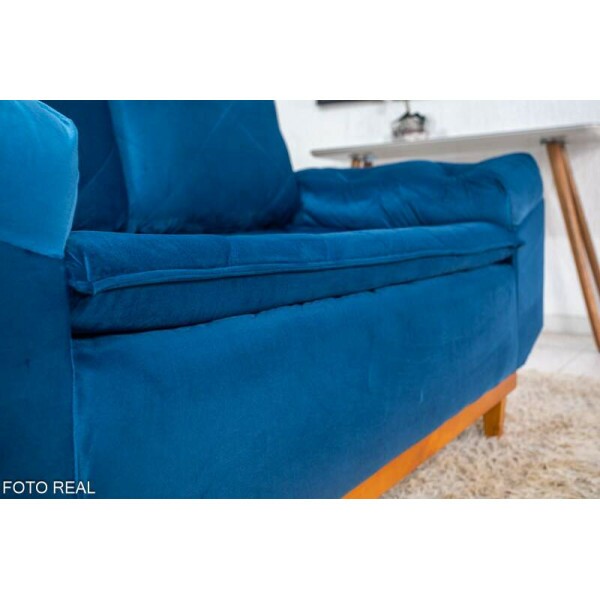 Sof 2 lugares Blgica Veludo Azul Claro Larg. 1.60m