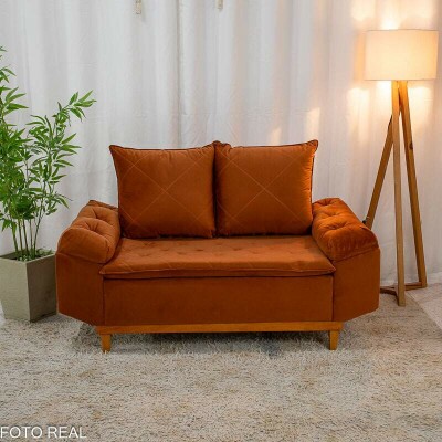 Sof 2 lugares Blgica Veludo Terracota Larg. 1.60m